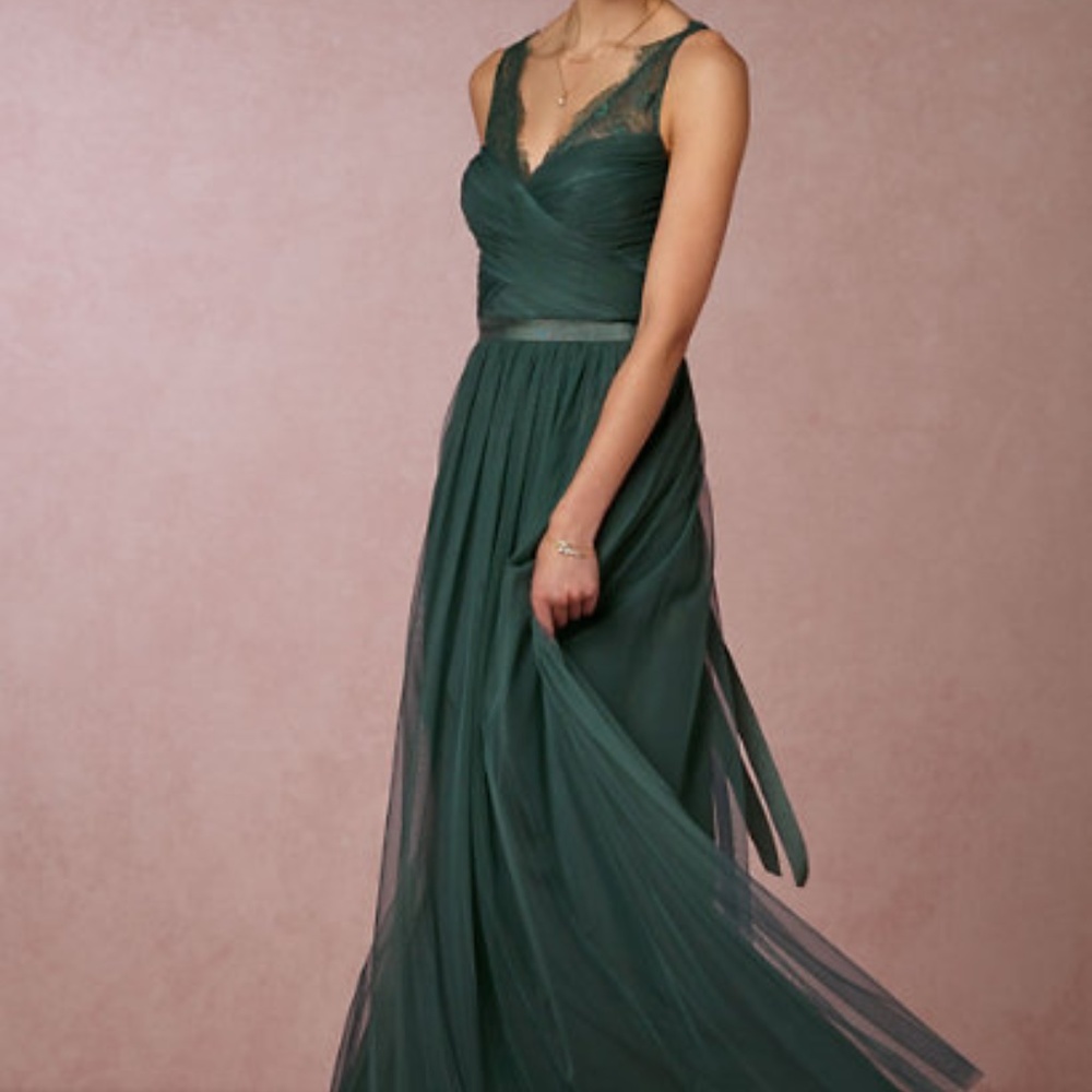 BHLDN Fleur Dress in Emerald Green